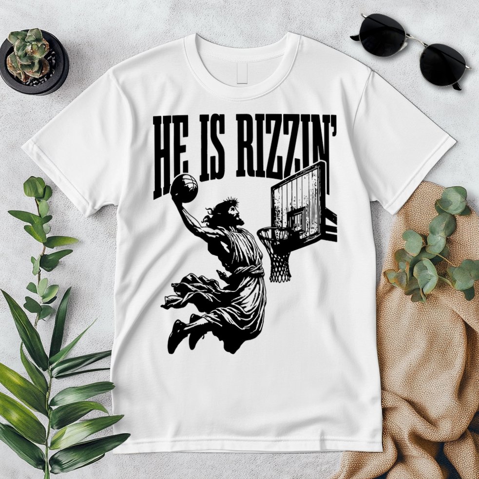 He Is Rizzin Funny Jesus Basketball Premium T-Shirt
