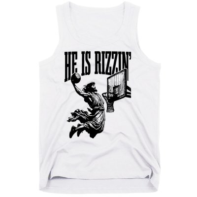 He Is Rizzin Funny Jesus Basketball Tank Top