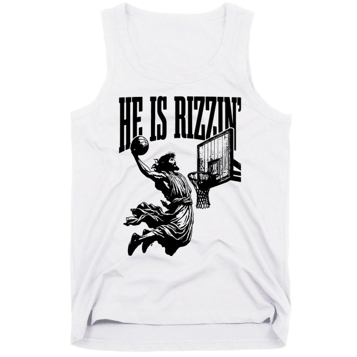 He Is Rizzin Funny Jesus Basketball Tank Top