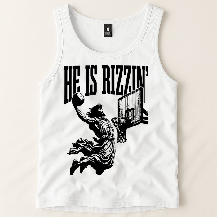 He Is Rizzin Funny Jesus Basketball Tank Top