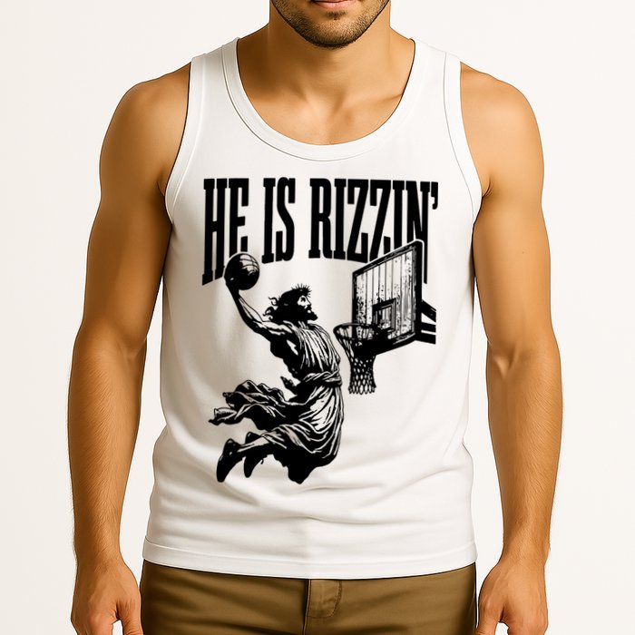 He Is Rizzin Funny Jesus Basketball Tank Top