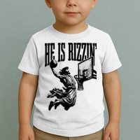 He Is Rizzin Funny Jesus Basketball Toddler T-Shirt