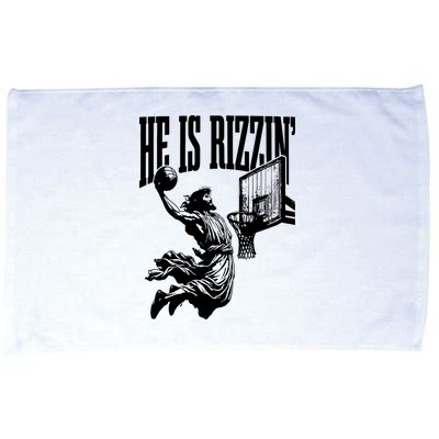 He Is Rizzin Funny Jesus Basketball Microfiber Hand Towel