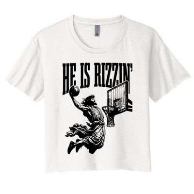 He Is Rizzin Funny Jesus Basketball Crop Top