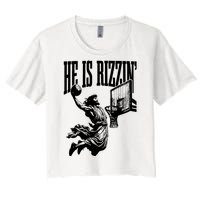 He Is Rizzin Funny Jesus Basketball Women's Crop Top Tee