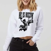 He Is Rizzin Funny Jesus Basketball Cropped Pullover Crew