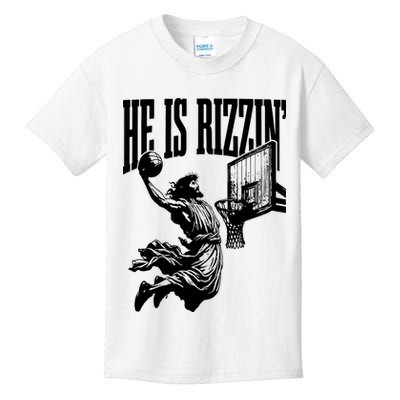 He Is Rizzin Funny Jesus Basketball Kids T-Shirt