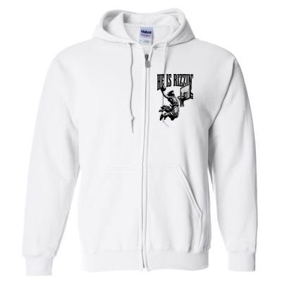 He Is Rizzin Funny Jesus Basketball Full Zip Hoodie