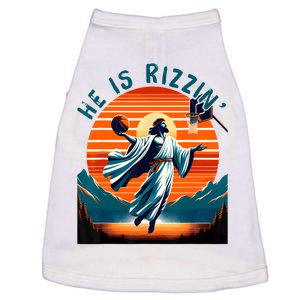 He Is Rizzin Basketball Jesus Retro Easter Christian Doggie Tank