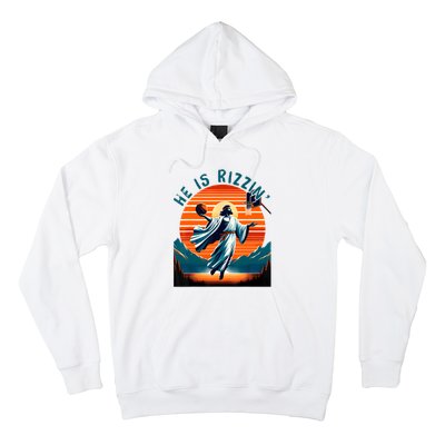 He Is Rizzin Basketball Jesus Retro Easter Christian Hoodie