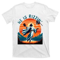 He Is Rizzin Basketball Jesus Retro Easter Christian T-Shirt