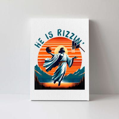 He Is Rizzin Basketball Jesus Retro Easter Christian Canvas