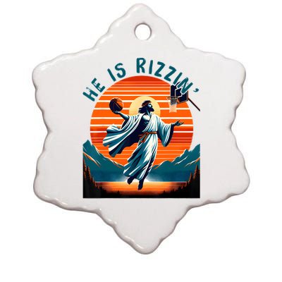 He Is Rizzin Basketball Jesus Retro Easter Christian Ceramic Star Ornament