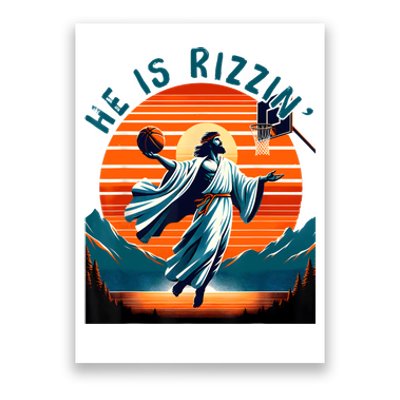 He Is Rizzin Basketball Jesus Retro Easter Christian Poster