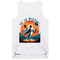 He Is Rizzin Basketball Jesus Retro Easter Christian Tank Top