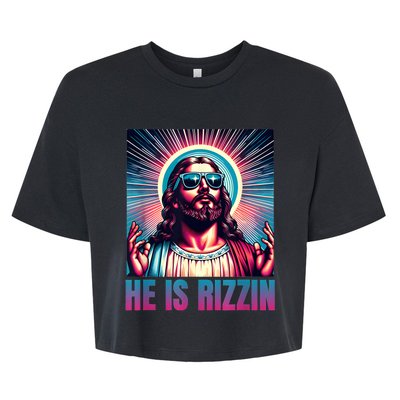 He Is Rizzin Jesus Is Rizzen Bella+Canvas Jersey Crop Tee