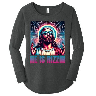 He Is Rizzin Jesus Is Rizzen Women's Perfect Tri Tunic Long Sleeve Shirt