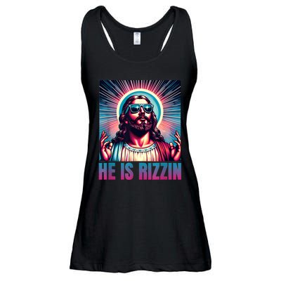 He Is Rizzin Jesus Is Rizzen Ladies Essential Flowy Tank