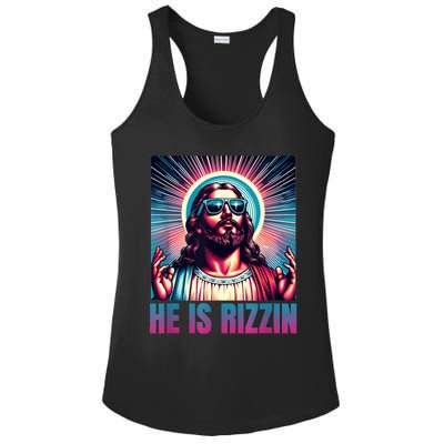 He Is Rizzin Jesus Is Rizzen Ladies PosiCharge Competitor Racerback Tank