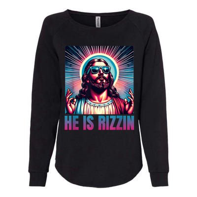 He Is Rizzin Jesus Is Rizzen Womens California Wash Sweatshirt