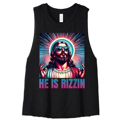 He Is Rizzin Jesus Is Rizzen Women's Racerback Cropped Tank