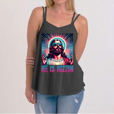 He Is Rizzin Jesus Is Rizzen Women's Strappy Tank