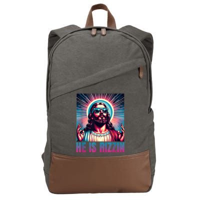 He Is Rizzin Jesus Is Rizzen Cotton Canvas Backpack