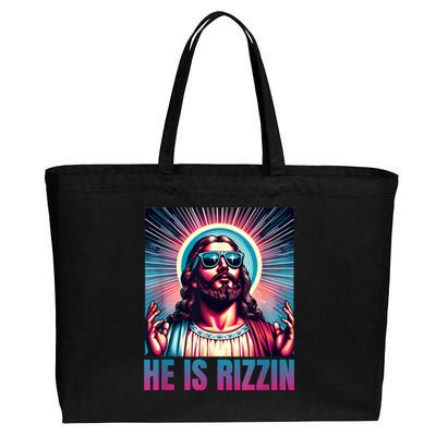 He Is Rizzin Jesus Is Rizzen Cotton Canvas Jumbo Tote