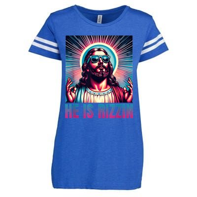 He Is Rizzin Jesus Is Rizzen Enza Ladies Jersey Football T-Shirt