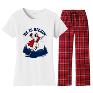 He Is Rizzin Allen Playing Football Game Day Sports Allen Women's Flannel Pajama Set