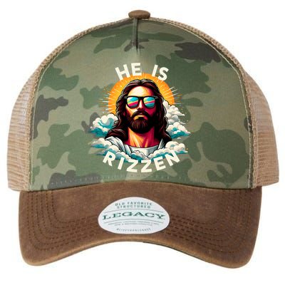 He Is Rizzen Christian Jesus Is Rizzen Christian Religious Legacy Tie Dye Trucker Hat