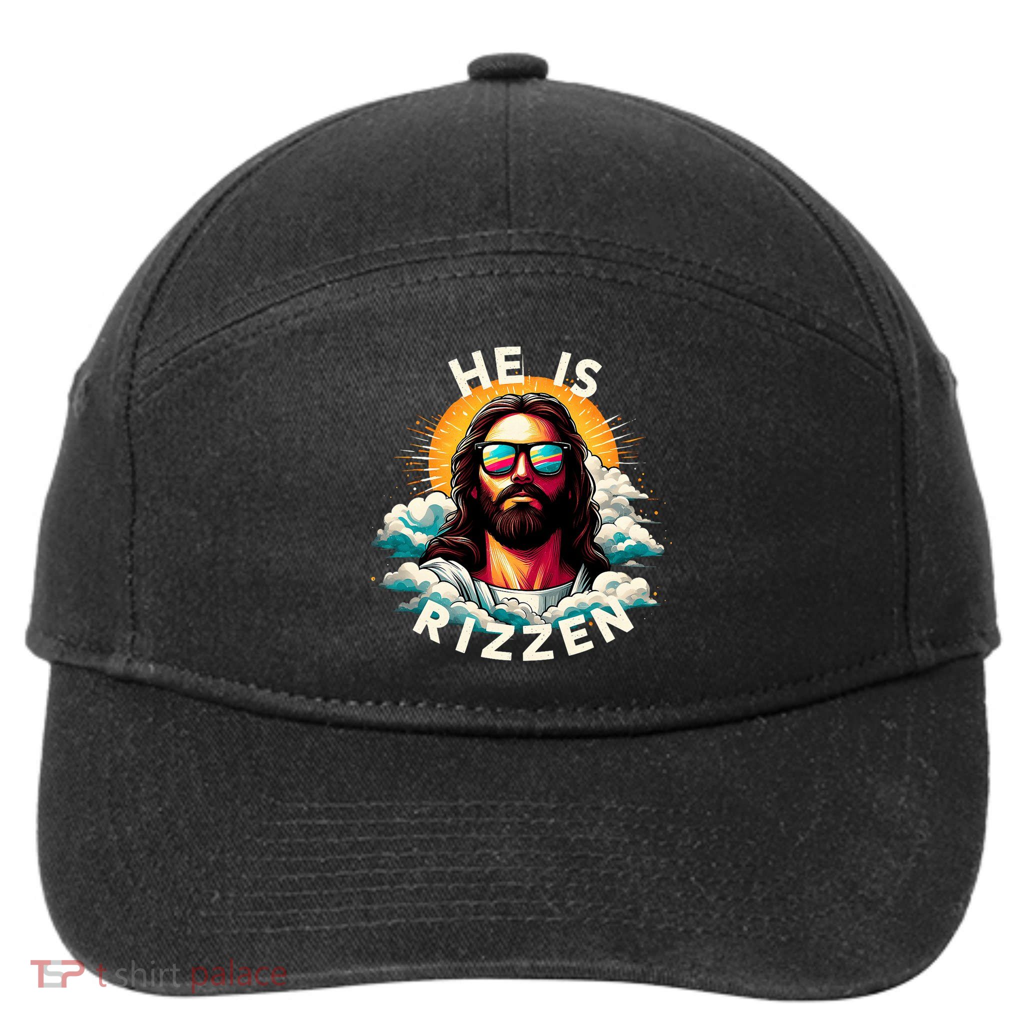 He Is Rizzen Christian Jesus Is Rizzen Christian Religious 7-Panel Snapback Hat