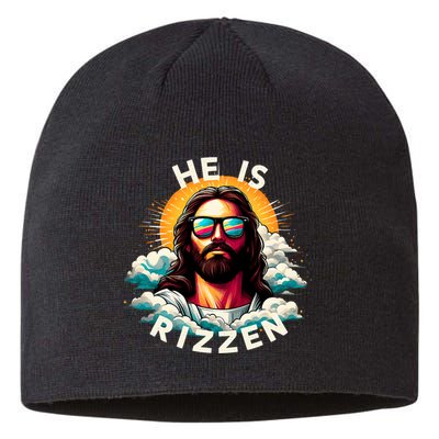 He Is Rizzen Christian Jesus Is Rizzen Christian Religious Sustainable Beanie
