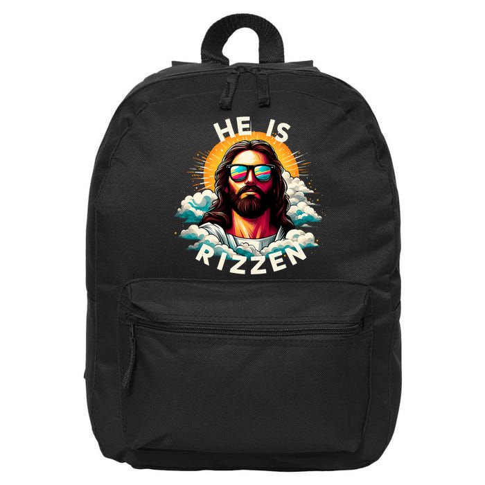 He Is Rizzen Christian Jesus Is Rizzen Christian Religious 16 in Basic Backpack