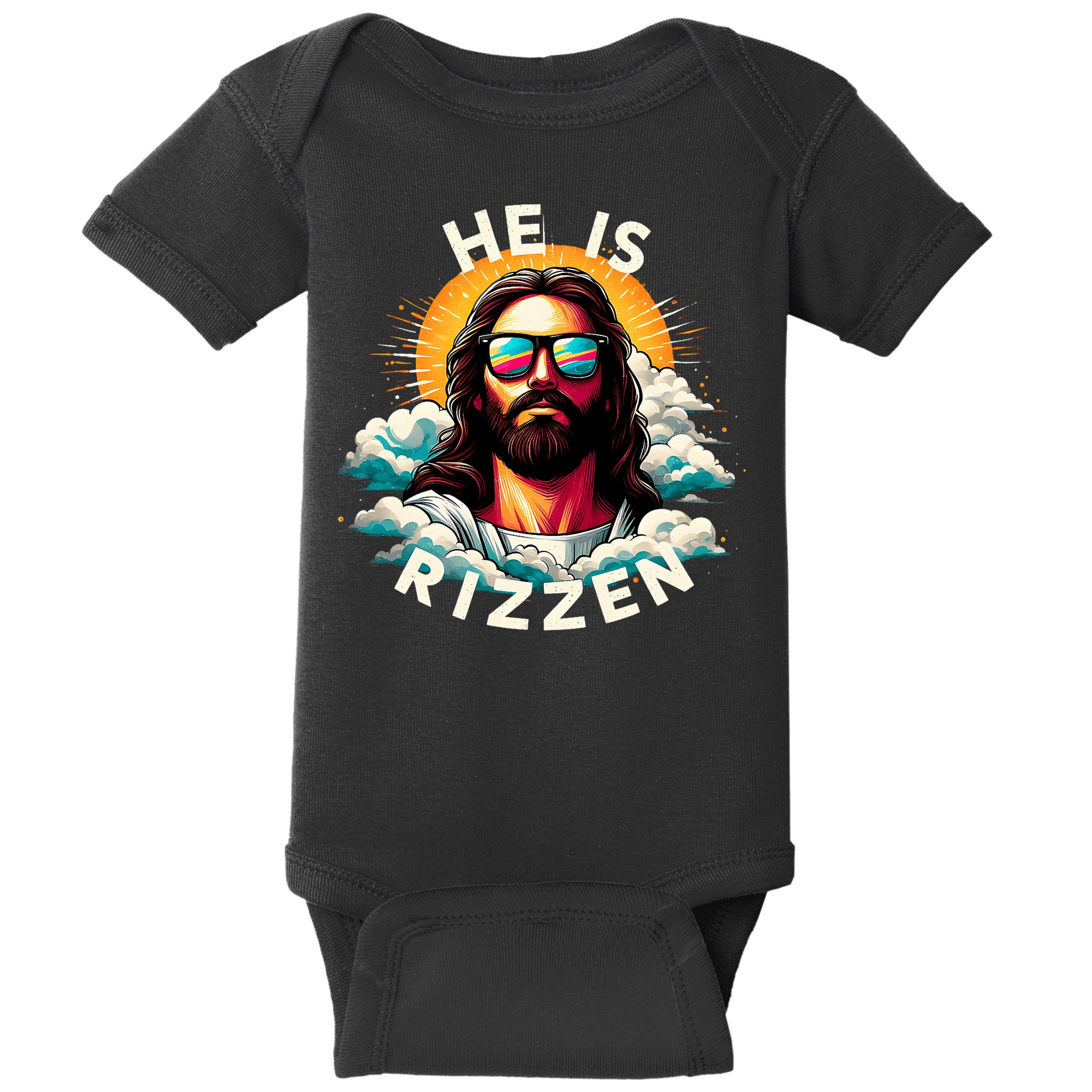 He Is Rizzen Christian Jesus Is Rizzen Christian Religious Baby Bodysuit