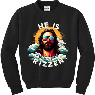 He Is Rizzen Christian Jesus Is Rizzen Christian Religious Kids Sweatshirt