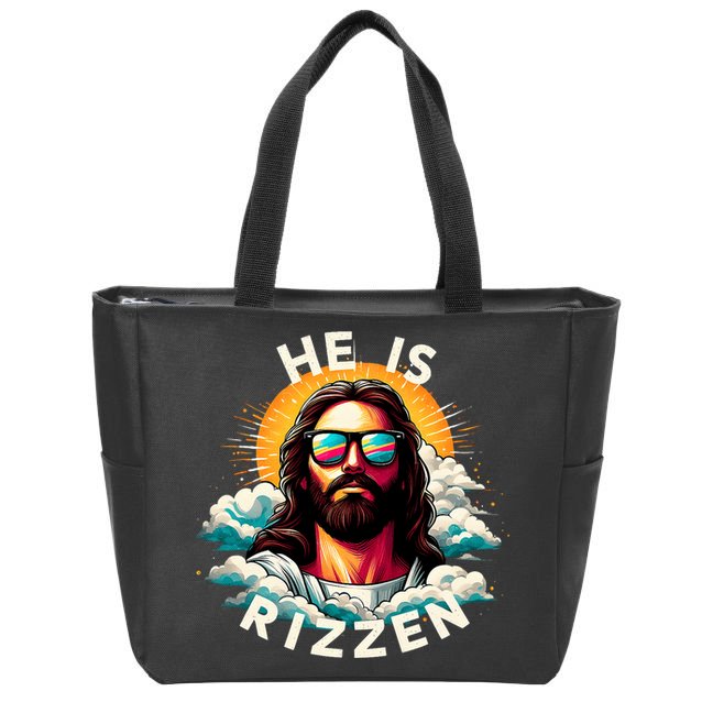 He Is Rizzen Christian Jesus Is Rizzen Christian Religious Zip Tote Bag