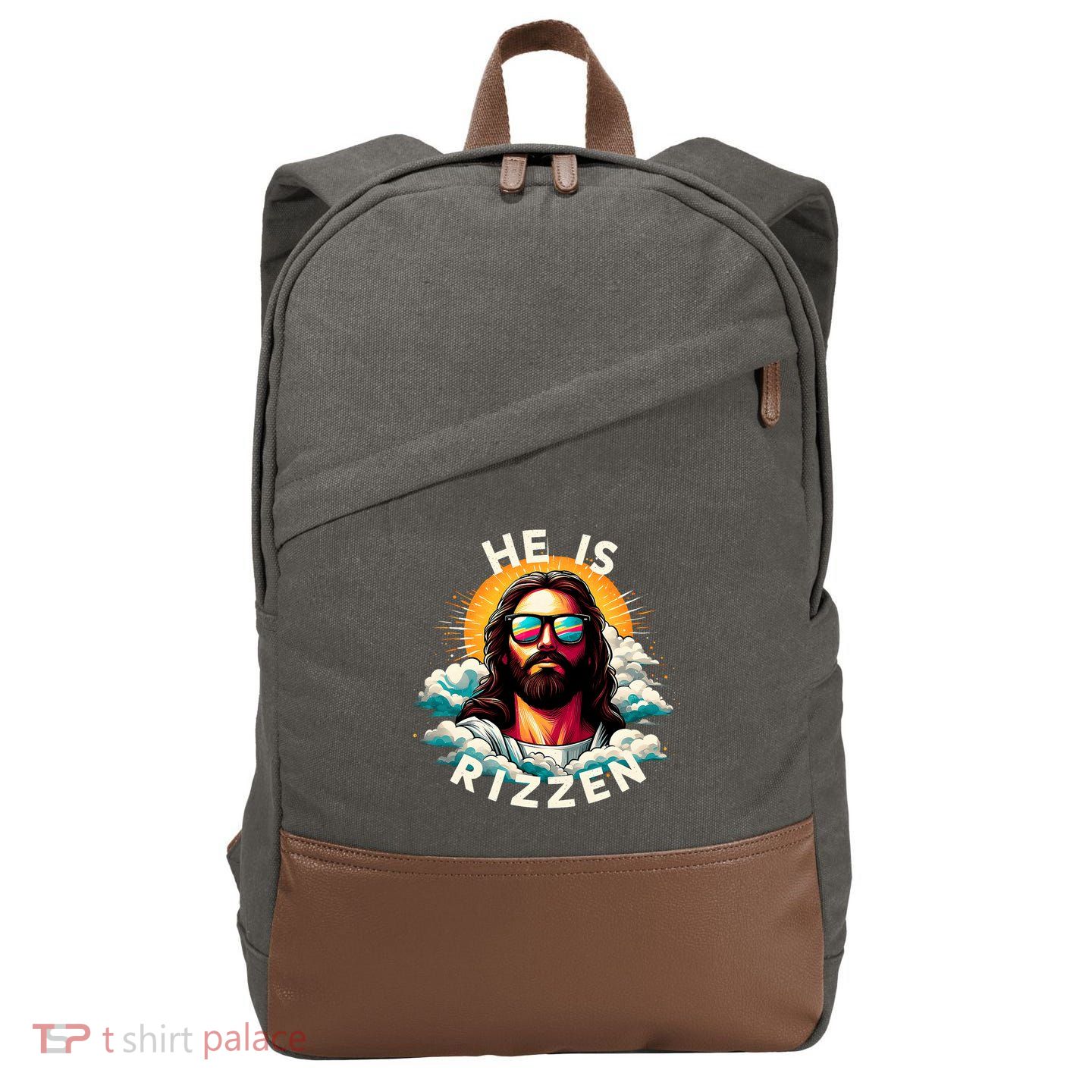 He Is Rizzen Christian Jesus Is Rizzen Christian Religious Cotton Canvas Backpack