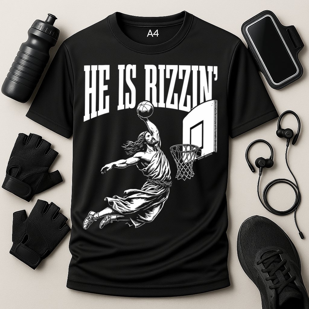 He Is Rizzin Funny Jesus Basketball Meme Performance Shirt