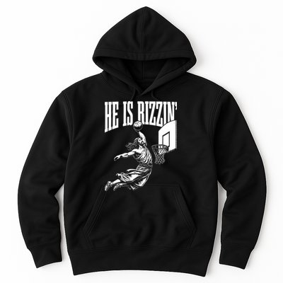 He Is Rizzin Funny Jesus Basketball Meme Hoodie
