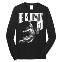 He Is Rizzin Funny Jesus Basketball Meme Long Sleeve Shirt