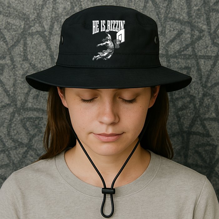 He Is Rizzin Funny Jesus Basketball Meme Bucket Hat