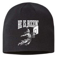 He Is Rizzin Funny Jesus Basketball Meme Sustainable Beanie