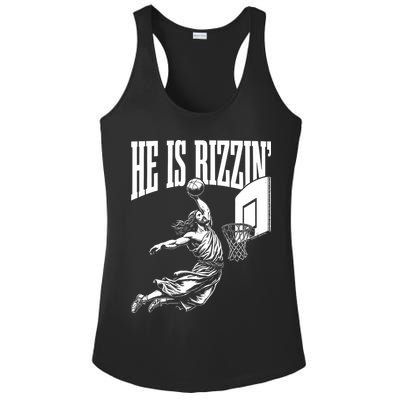 He Is Rizzin Funny Jesus Basketball Meme Ladies PosiCharge Competitor Racerback Tank