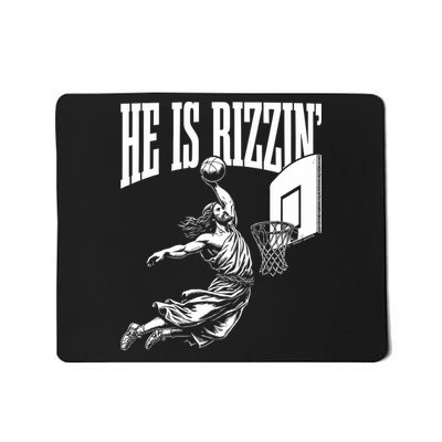 He Is Rizzin Funny Jesus Basketball Meme Mousepad