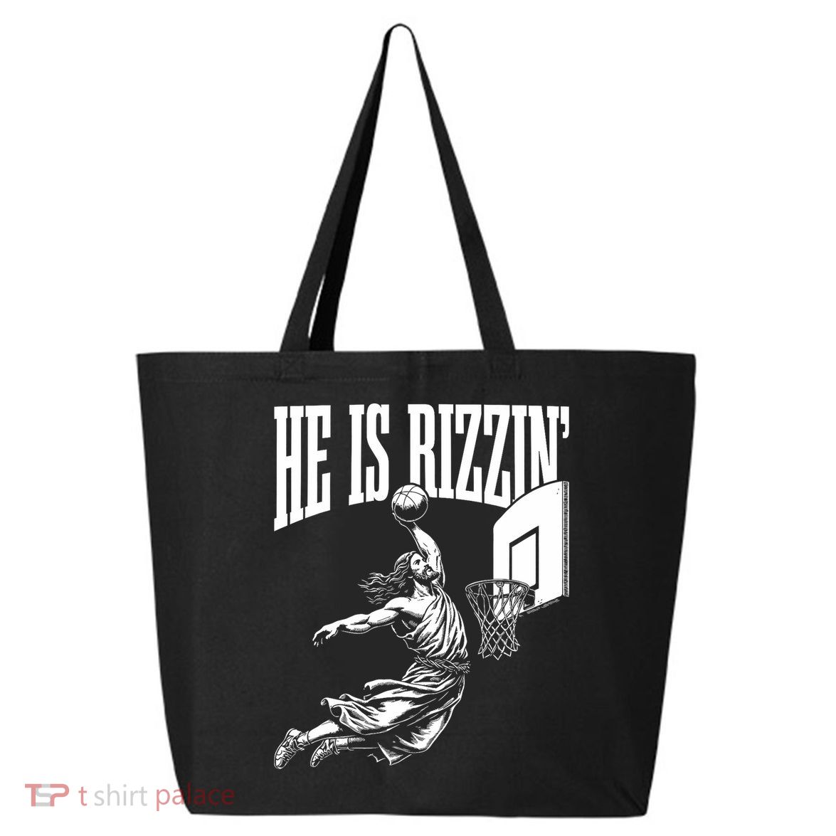 He Is Rizzin Funny Jesus Basketball Meme 25L Jumbo Tote