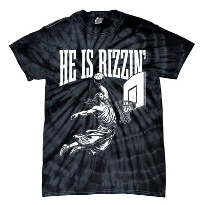 He Is Rizzin Funny Jesus Basketball Meme Tie-Dye T-Shirt