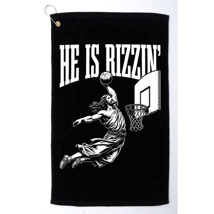 He Is Rizzin Funny Jesus Basketball Meme Golf Towel