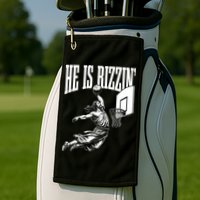 He Is Rizzin Funny Jesus Basketball Meme Golf Towel