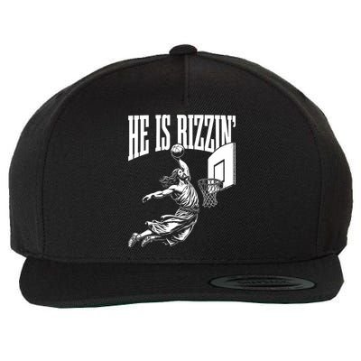 He Is Rizzin Funny Jesus Basketball Meme Wool Snapback Cap